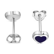 Lapiz Lazuli Heart Silver Stud Earrings, e344